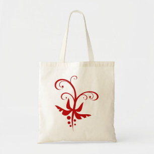 Swirls Twirls Floral Vine Red Tote Bag