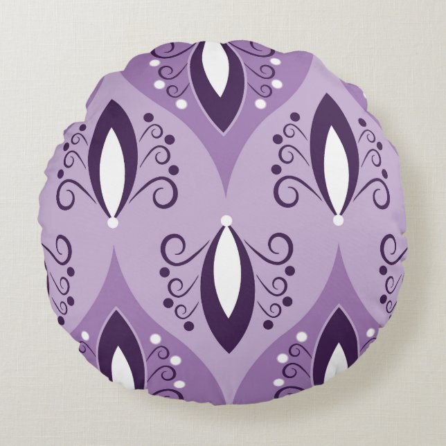 Swirls Vintage Geometric Seamless Art Round Cushion (Front)