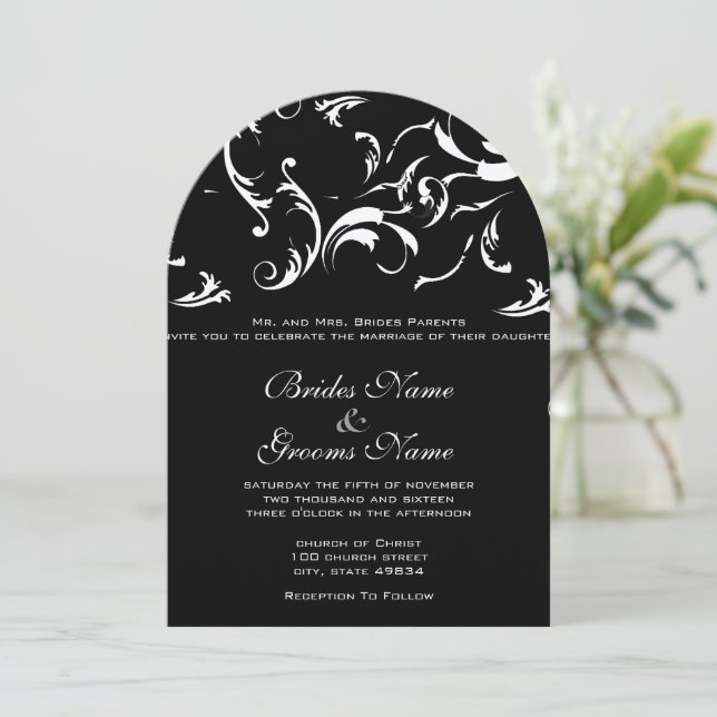 Swirls Wedding Invitation (Standing Front)