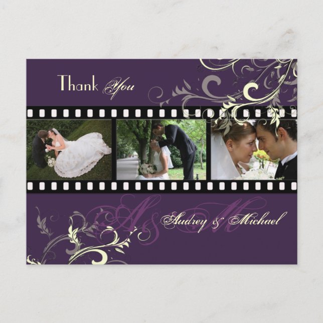 Swirls Wedding Thank you postcards (Front)