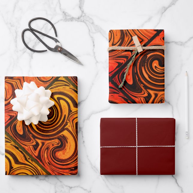Swirls Wrapping Paper Flat Sheet Set of 3 (Front)