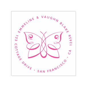 Swirly Abstract Butterfly Return Address Self-inking Stamp