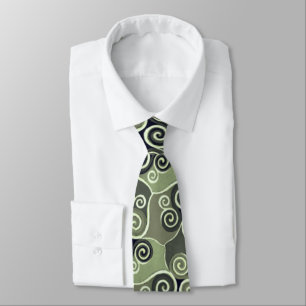 Swirly Abstract Pattern Design Sage Green Artsy Tie