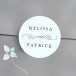 Swirly And Script Wedding Mint Classic Round Sticker<br><div class="desc">For more advanced customisation of this design,  please click the BLUE DESIGN TOOL BUTTON above!</div>
