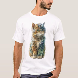 Swirly Artistic Psychedelic Calico Cat Men T-Shirt