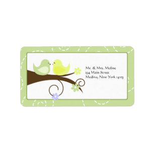 Swirly Bird Love Birds Wedding Bridal Return Label