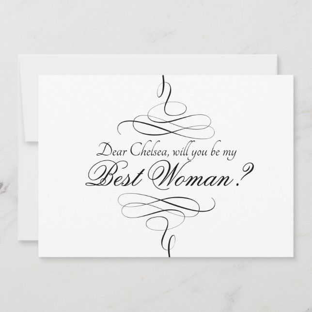 Swirly Black And White Artsy Best Woman Invitation (Front)