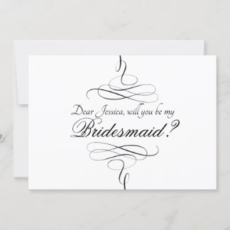 Swirly Black And White Artsy Bridesmaid Invitation