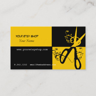 Swirly Bold Yellow Black Craft-Artist Beautician Business Card