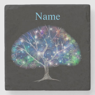 Swirly branch Tree Thunder_Cove Stone Coaster