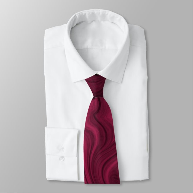 Swirly Burgundy Abstract Tie (Tied)