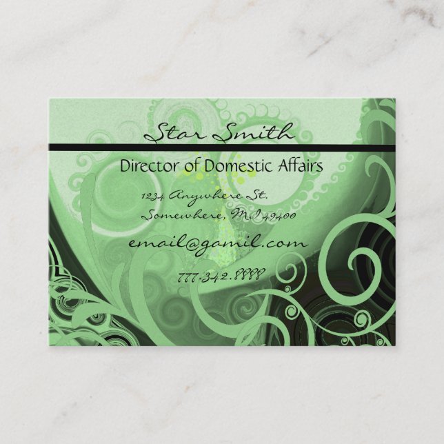 Swirly Cala Lilly Business Card (Front)