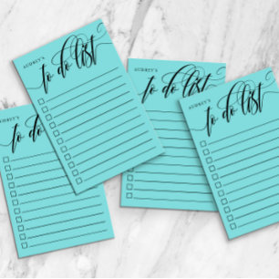 Swirly Calligraphy Blue Checkbox To Do List Name Post-it Notes