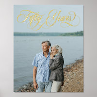 Swirly Calligraphy Fifty Years Anniversary Photo