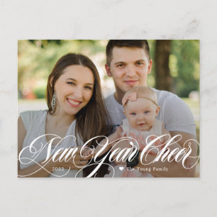 Swirly Cheer Happy New Year Photo Postcard