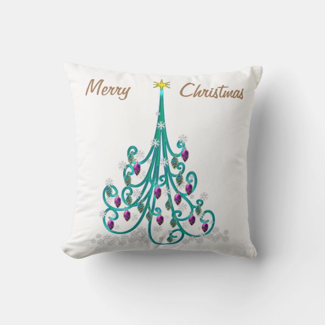 Swirly Christmas Tree 16" Cushion (Front)