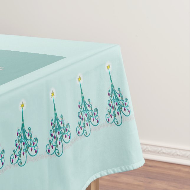 Swirly Christmas Tree 52" x 70" Tablecloth (In Situ)