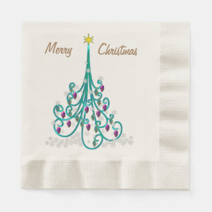 Swirly Christmas Tree  Napkin