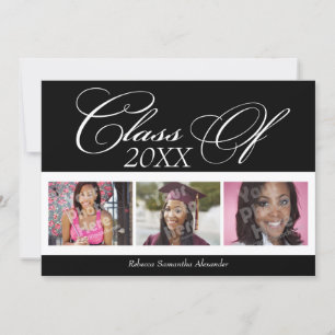 Swirly Delight 3-Photo Graduation Announcement