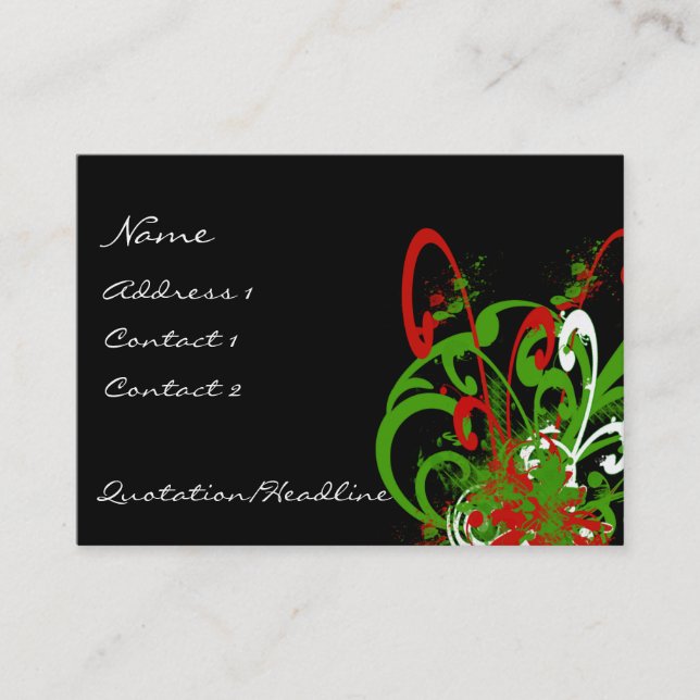 Swirly Distressed Paint Splats - C... - Customised Business Card (Front)