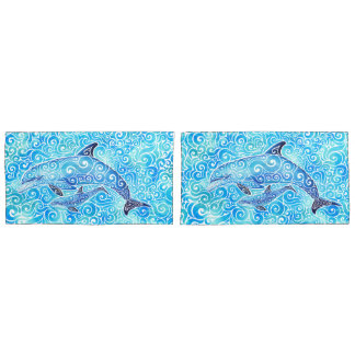 Swirly Dolphin Family  Pillowcase