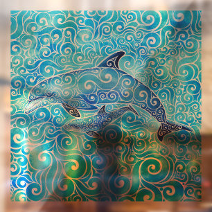 Swirly Dolphin Family Window Cling