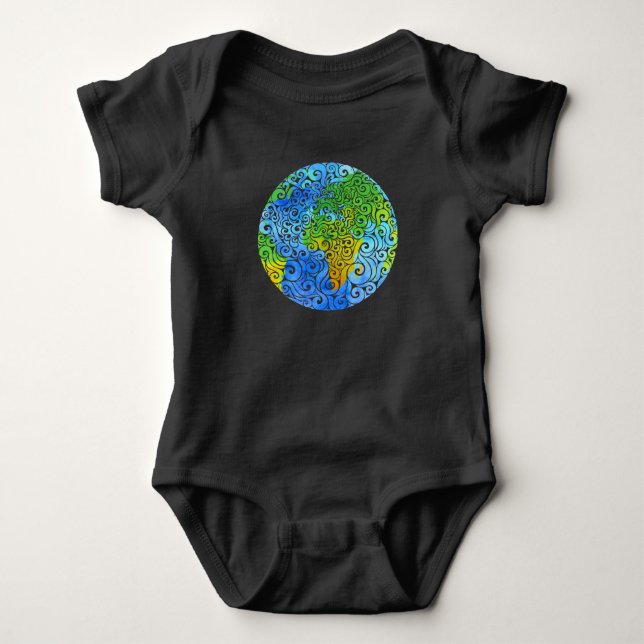 Swirly Earth Baby Bodysuit (Front)
