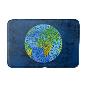Swirly Earth  Bath Mat