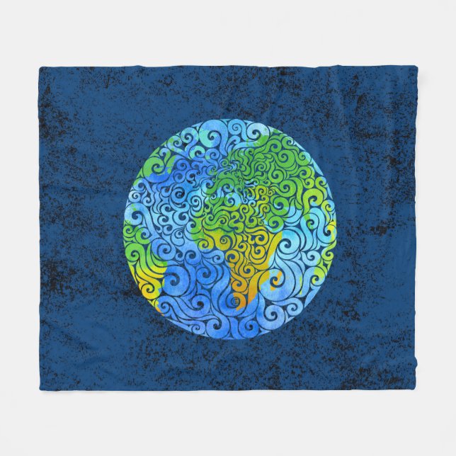 Swirly Earth  Fleece Blanket (Front (Horizontal))