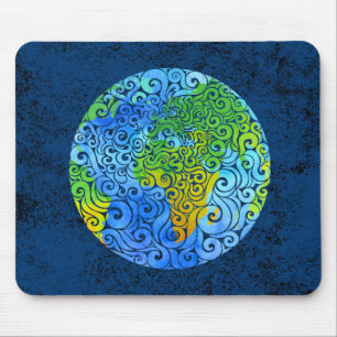 Swirly Earth  Mouse Mat