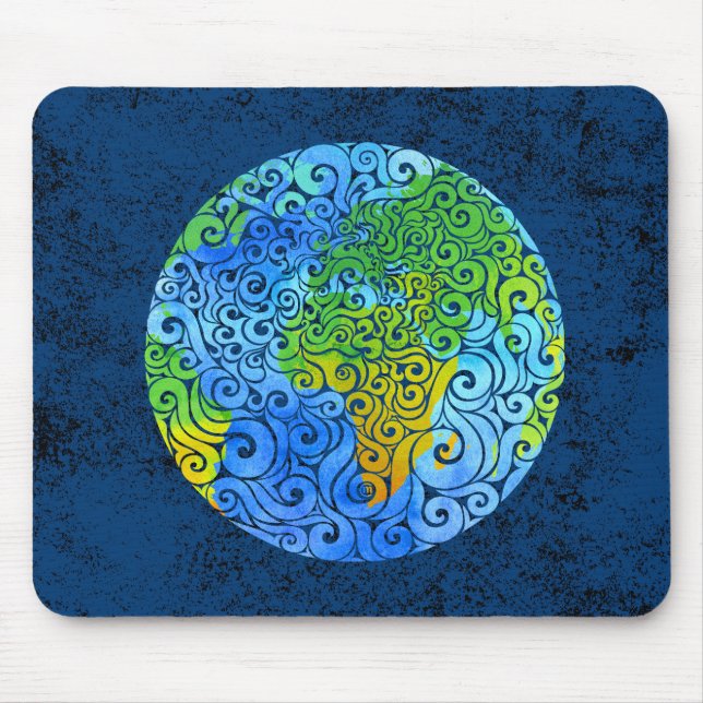 Swirly Earth  Mouse Mat (Front)