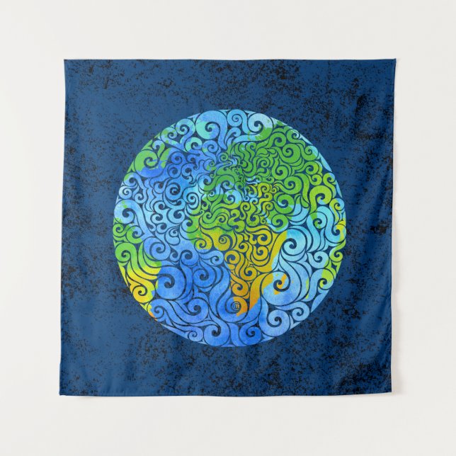 Swirly Earth  Tapestry (Front)