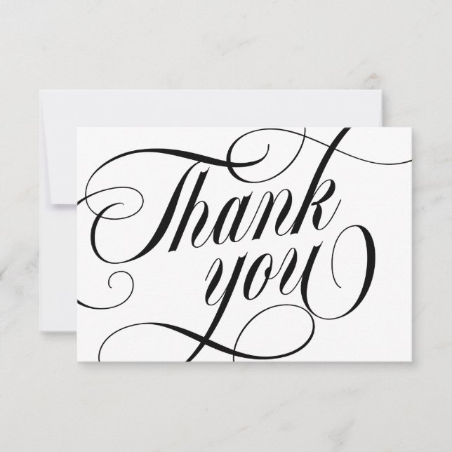 Swirly Elegant Black Script Thank You With Love (Front)