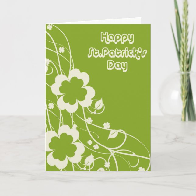 Swirly Floral St.Patrick's Day Card (Front)