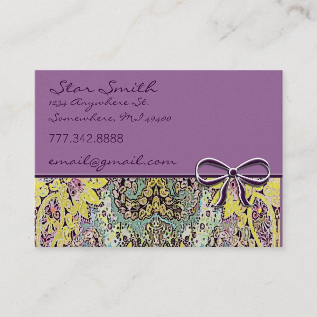 Swirly Floral Vintage Paisley Business Card (Front)