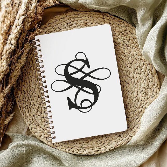 Swirly Flourish Initial Monogram Notebook (Creator Uploaded)