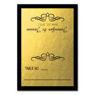 Swirly Flourish Place Cards   gold black