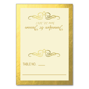 Swirly Flourish Place Cards   gold ivory
