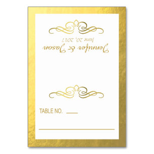 Swirly Flourish Place Cards   gold white