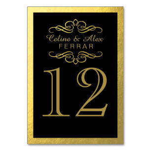 Swirly Flourish with Outline Table Numbers   black