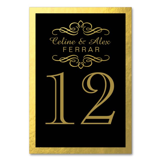 Swirly Flourish with Outline Table Numbers | black (Front)