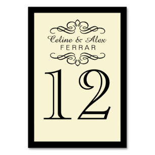 Swirly Flourish with Outline Table Numbers   ivory