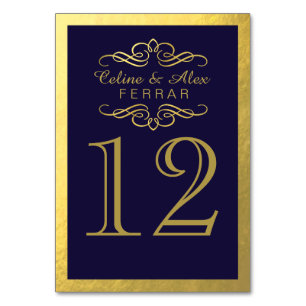 Swirly Flourish with Outline Table Numbers navy