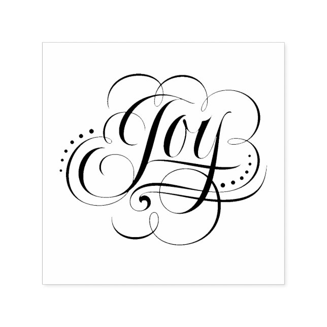 Swirly Flourished JOY  - Christmas Calligraphy Self-inking Stamp (Design)