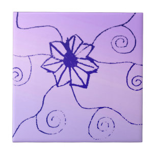 Swirly Flower Ceramic Tile 