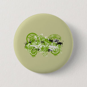 Swirly Flower Design 6 Cm Round Badge