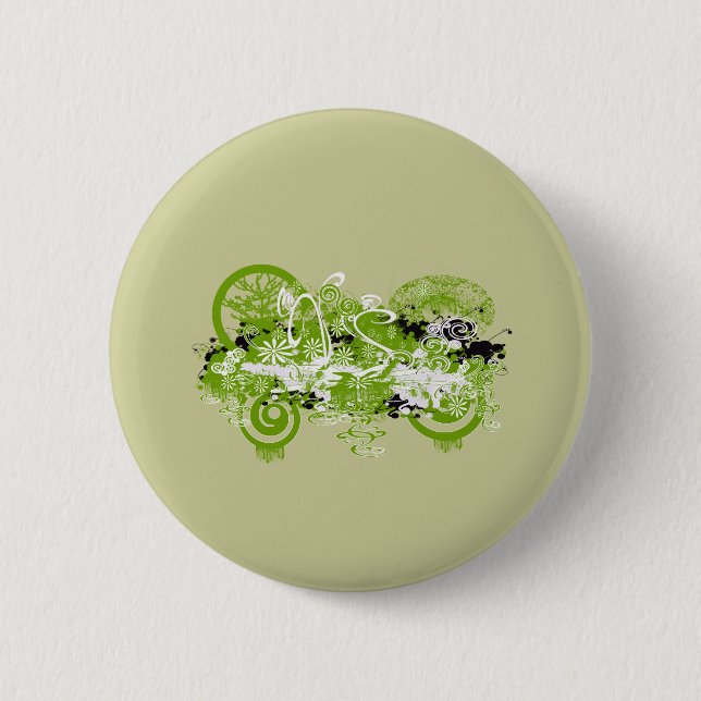 Swirly Flower Design 6 Cm Round Badge (Front)