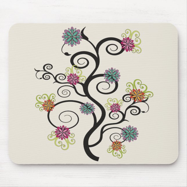 Swirly Flower Tree Mousepad (Front)