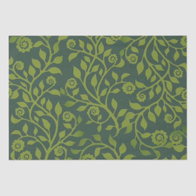      Swirly Foliage Elegant Boho Chic Green Nature Tissue Paper (Front)