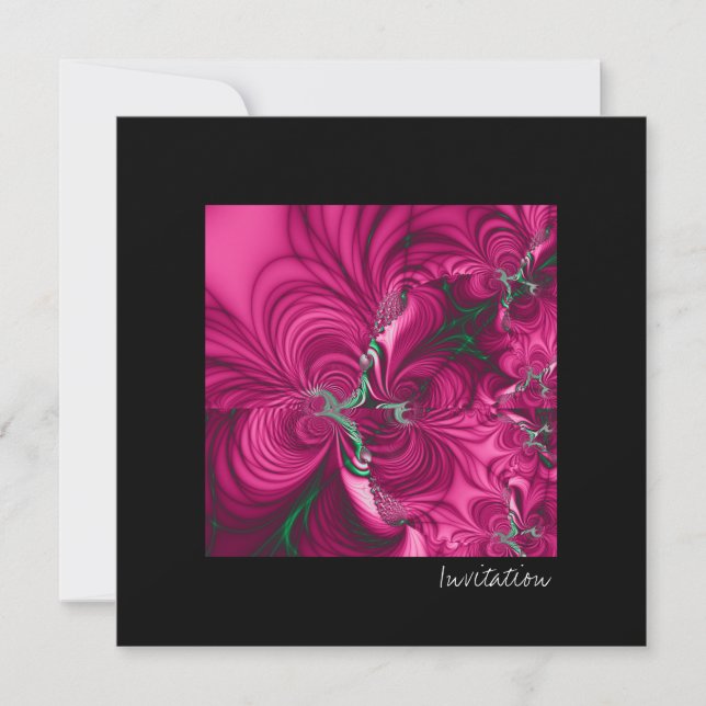 Swirly · Fractal Art · Pink & Green Invitation (Front)